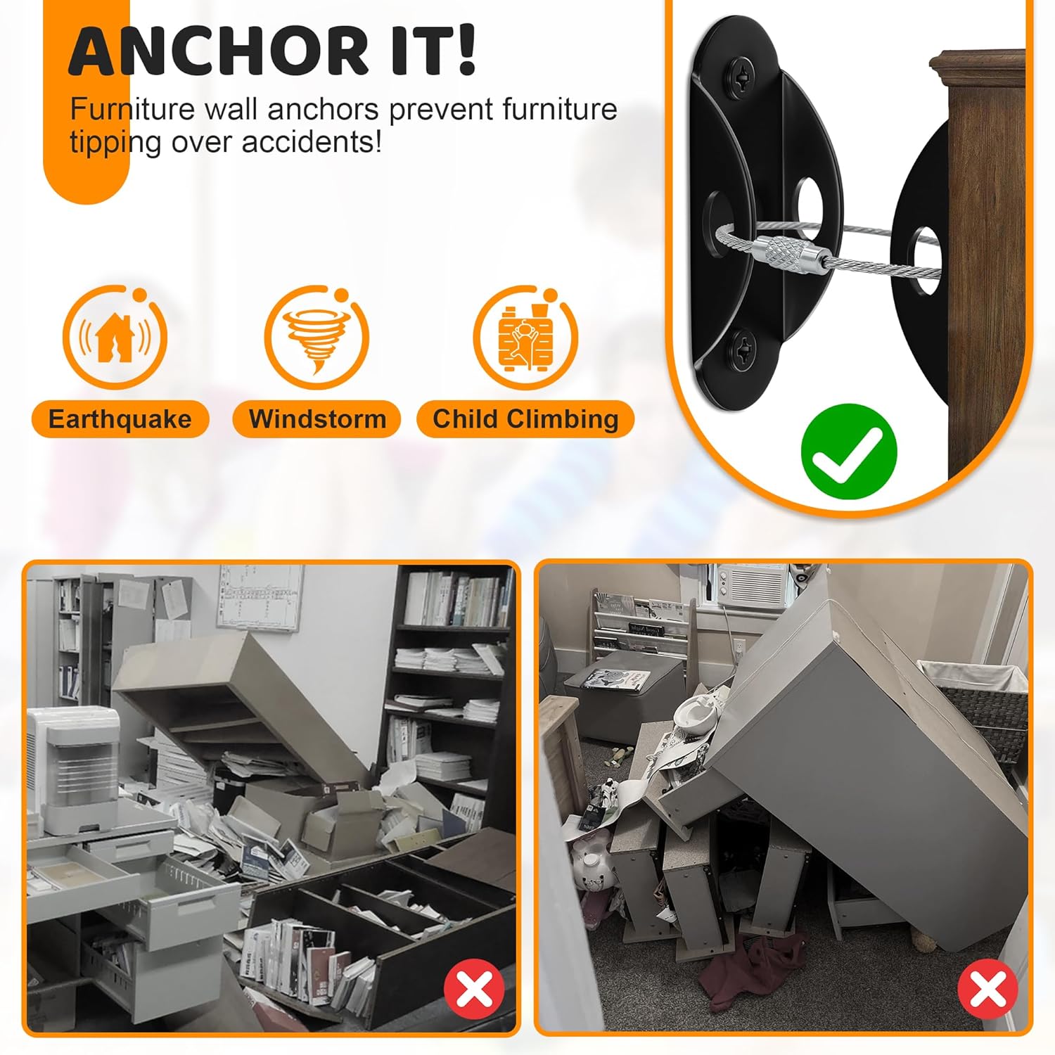 6 Sets Anti Tip Furniture Wall - đánh giá và giá Earthquake Anchor Strap